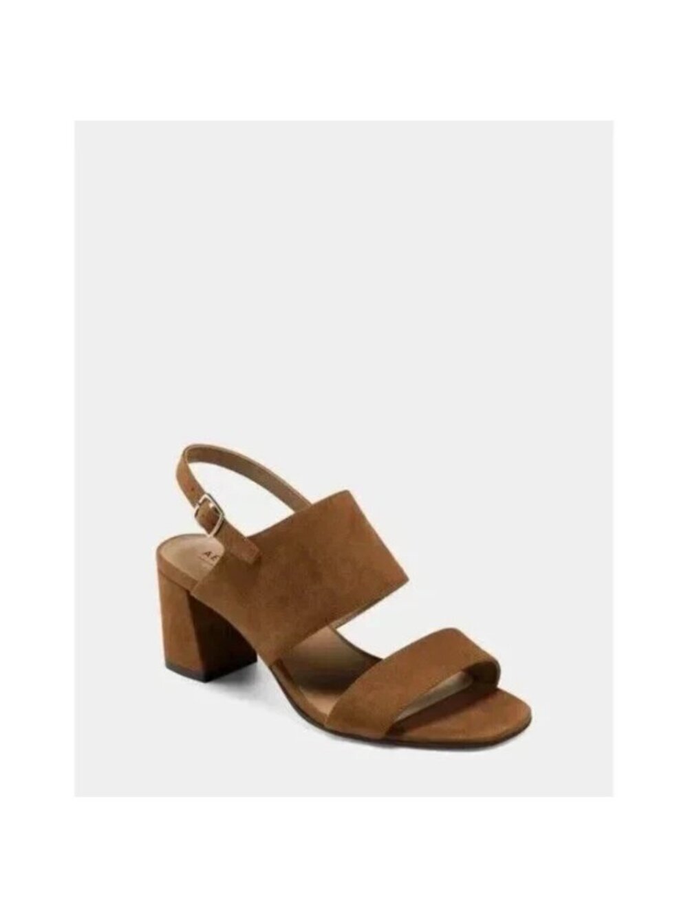 AEROSOLES "Emmex" tan faux suede block heel ankle strap Women NEW sandal 8.5